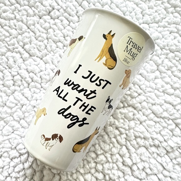 I JUST WANT ALL THE DOGS 18 oz travel mug with lid rubber gasket seal slider tab - Picture 13 of 14